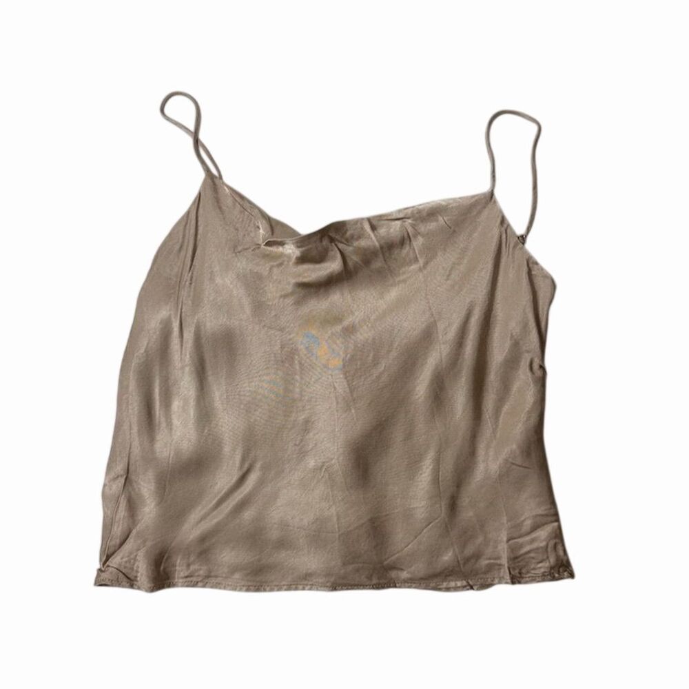 Zara Women's Gold Satin Camisole Tank Top Size L Casual Spring